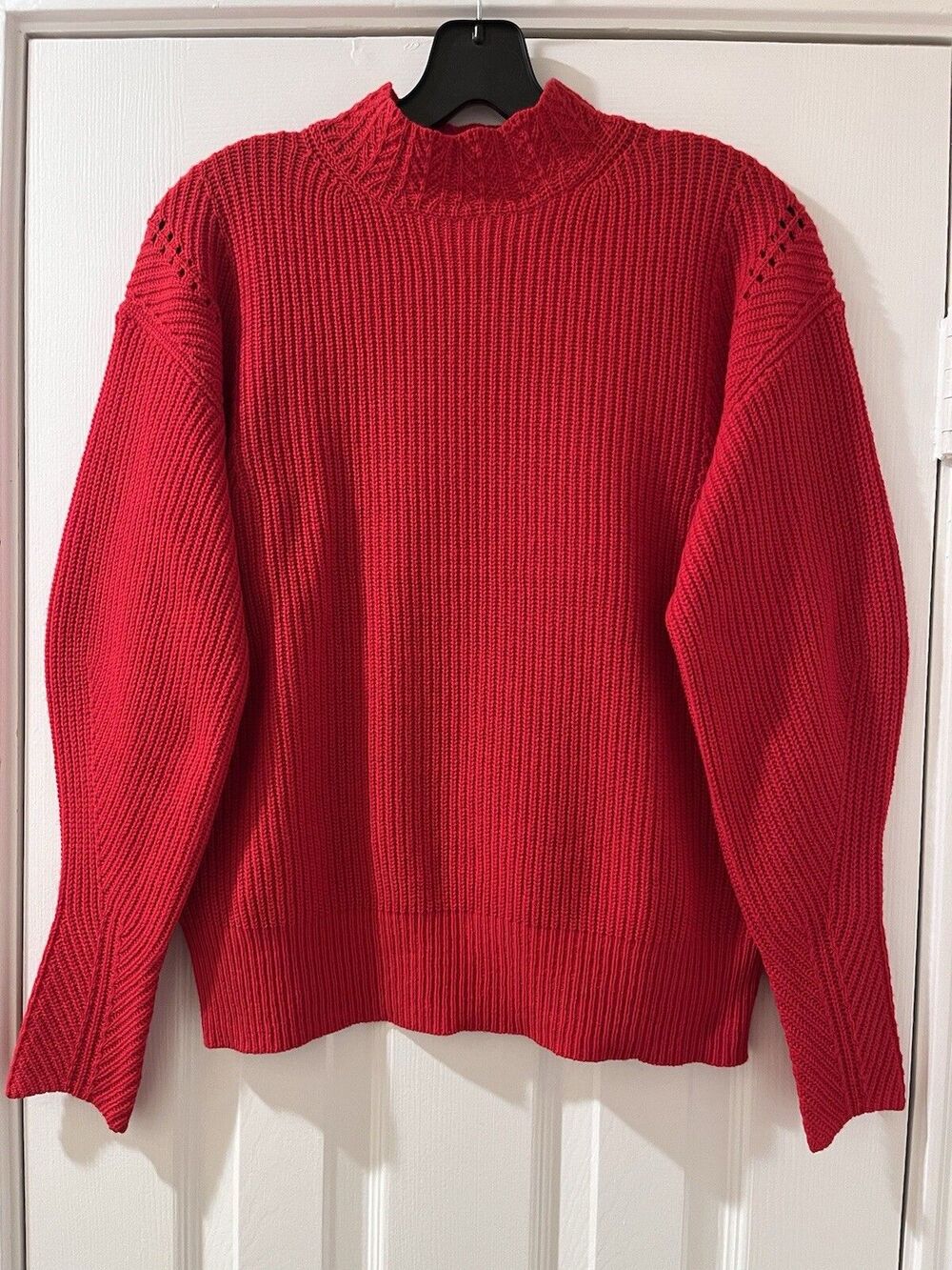 Rebecca Taylor womens Red Wool Blend Mock Neck Turtleneck Sweater size XS $295 - Picture 2 of 11